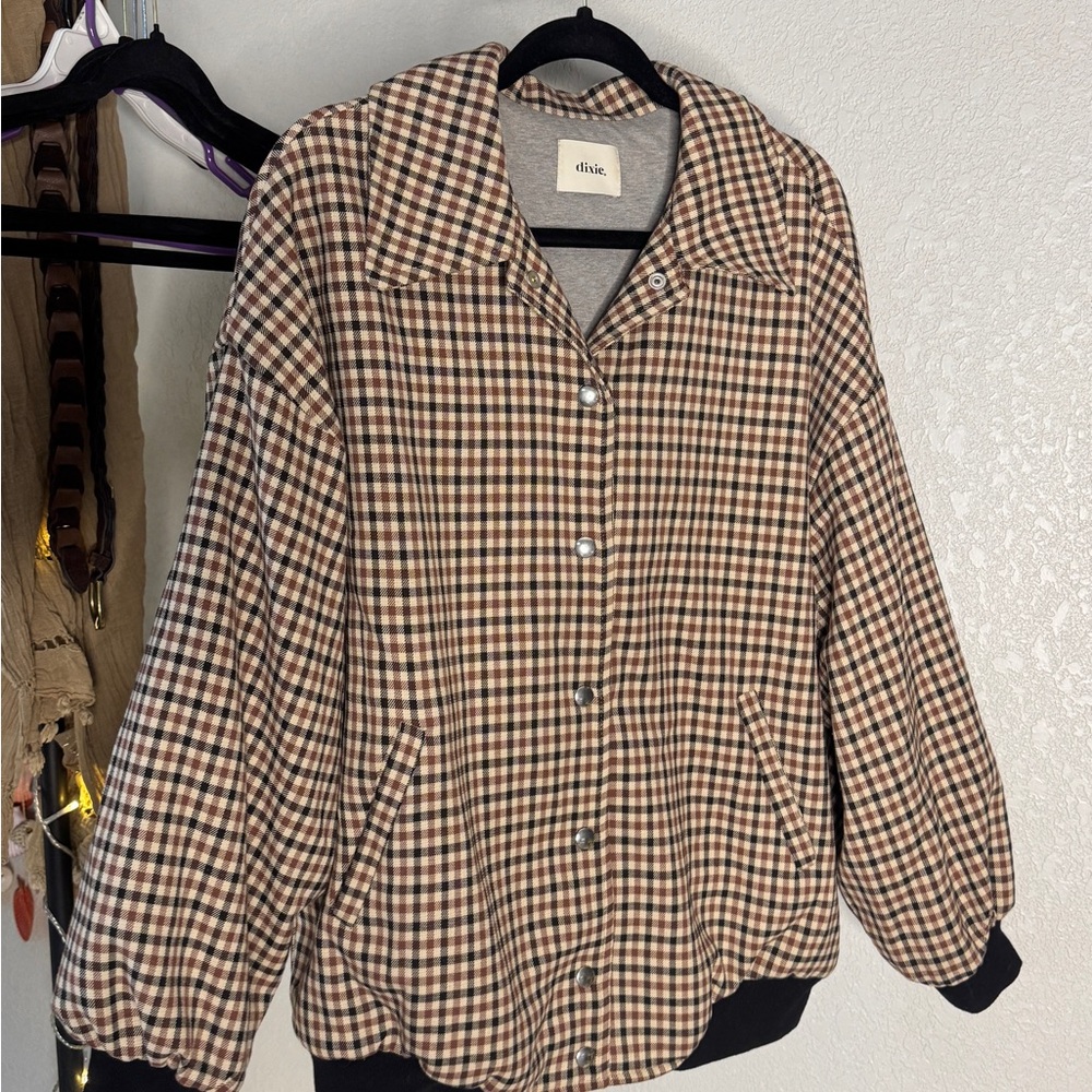 ITALIAN Brown Checkered Women's Bomber Jacket